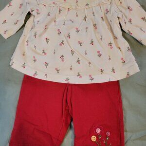 Carters floral top with red pants